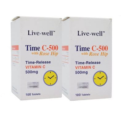 Live-Well Time C-500 With Rose Hip 500mg Tablets [100s, 2 X 100s]